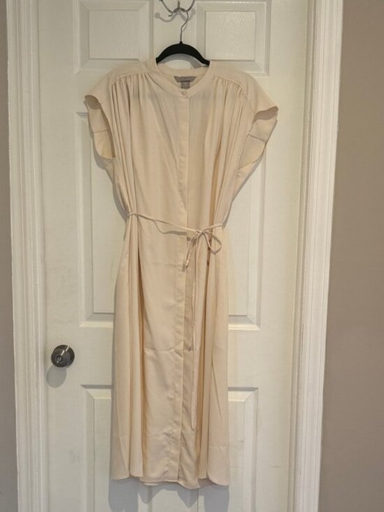 H&M Dresses & Skirts - NWT H&M Cream Midi Dress XL Belted Cap Sleeve Flowy Boho Neutral Dress